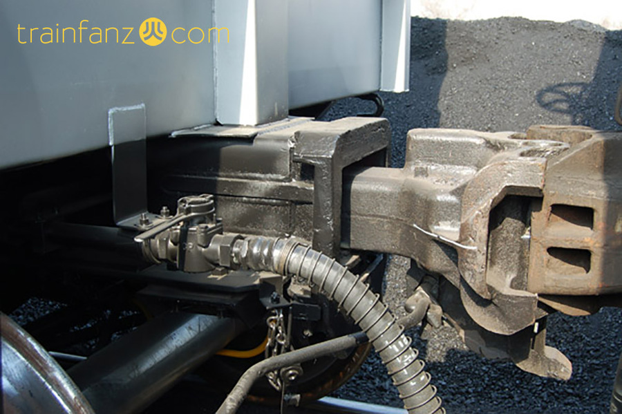 C80B敞车车组端部的旋转车钩（图 紫葡萄）